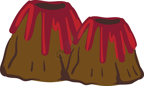 在或颜色 i 中爆炸的两座火山的绘画蒸汽岩石3d陨石发泄史诗戏剧性地震灾难插图图片