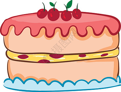 有水果 矢量或颜色插图的蛋糕图片