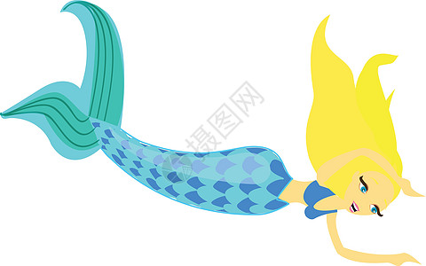 蓝尾胸罩女美人鱼 游泳 向量或颜色图片