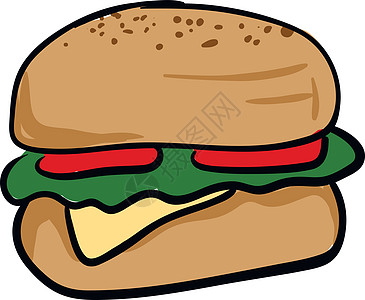 双层牛肉堡奶酪汉堡 矢量或颜色插图的图像插画