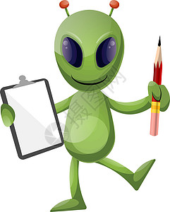 外星人用铅笔和在白色 b图片