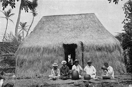 夏威夷本地人的老屋 古代雕刻背景图片