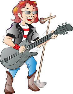 Singer 吉他主义者 插图星星音乐摇滚男人娱乐玩家歌手白色唱歌乐队背景图片