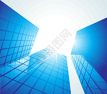 蓝色办公楼 插图公司企业反射晴天工作建筑射线活力职场太阳图片