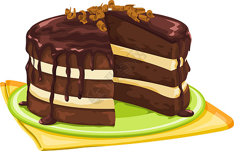 缺少切片的巧克力蛋糕的载体图片