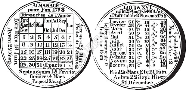 1778 年复古雕刻年鉴奖章图片
