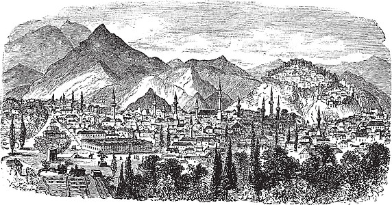 Ktahya 或 Kotyaion 或 Cotyaeum 市景西土耳其文塔图片