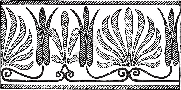 希腊棕榈复古雕刻插图黑色树叶艺术绘画蚀刻艺术品装饰品古董国歌图片