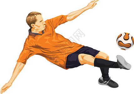 足球运动员在行动中的载体插图竞赛绘画卡通片训练男人活力运动装速度玩家图片