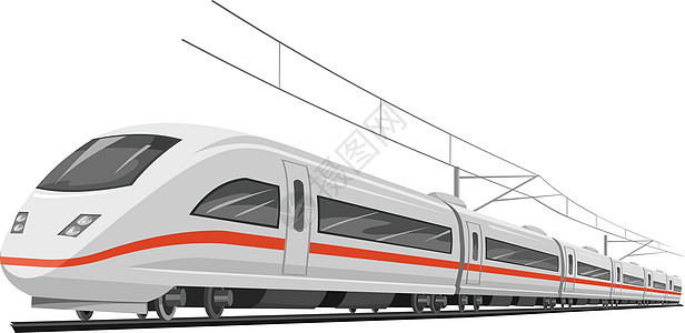 高速列车矢量插图铁路运输卡通片白色电压车厢机车电气技术图片