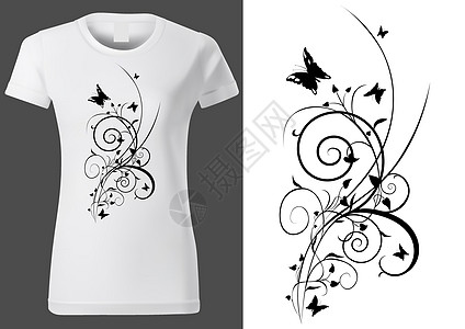 T 恤设计与装饰藤花卉抽象背景图片