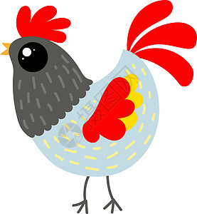 白色背景上的动物家畜收藏羽毛公鸡农业红色食物黑色绘画图片