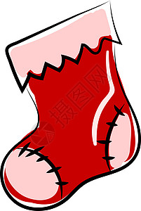 白色背景上的红色袜子插画矢量糖果卡通片季节帽子庆典问候语卡片装饰品展示艺术图片