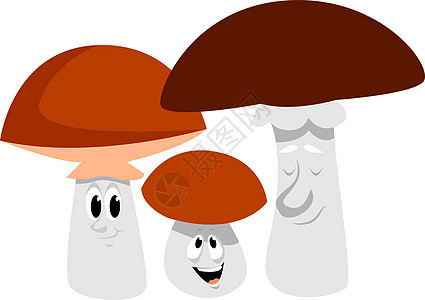 蘑菇家庭 插图 白底矢量图片