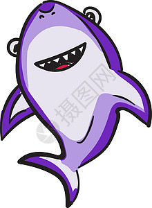 紫色鲨鱼 插图 白底矢量图片