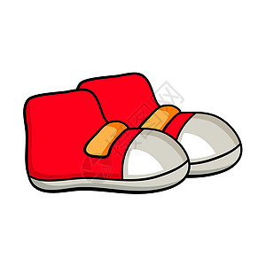 白色背面孤立的红鞋双红色卡通儿童运动靴图片