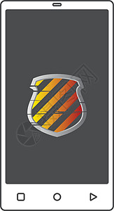 手机主题盾防病毒卫士安全徽章警卫艺术矢量电话插图图片