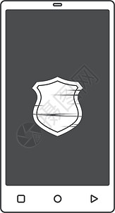 手机主题盾防病毒卫士安全矢量艺术插图警卫电话徽章图片