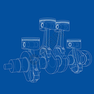发动机活塞轮廓  3 的矢量渲染燃烧力量燃料插图加工阀门曲轴汽车中风技术图片