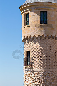 塞戈维亚阿尔卡扎尔城堡历史性石头城市建筑爬坡房子假期旅行古董地标图片