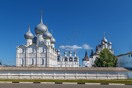 假设大教堂 罗斯托夫 俄罗斯地标建筑宗教白色建筑学旅行蓝色文化天空历史图片