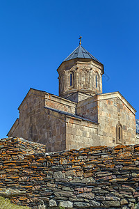 Gergeti三一教会 格鲁吉亚建筑学继任者三位一体地标宗教寺庙天空旅行旅游文化图片