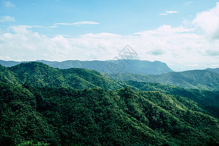 泰国北部Khao Kho区Phetchabun省山景图山脉美化文化蓝色日落热带爬坡天空森林绿色图片