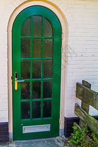 现代绿色门楼入口小窗图案设计建筑背景背景图片
