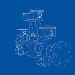 发动机活塞轮廓  3 的矢量渲染阀门中风卡车燃料草图运输燃烧生产曲轴金属图片
