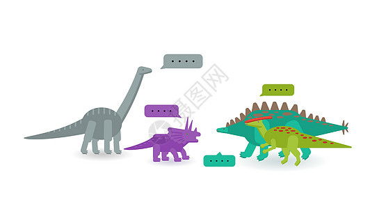 各种恐龙的简单平板风格图标图片