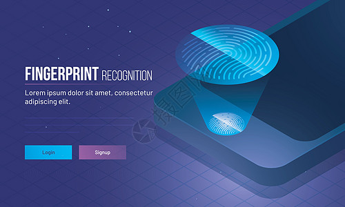指纹识别概念登录或注册页面与 iso背景图片
