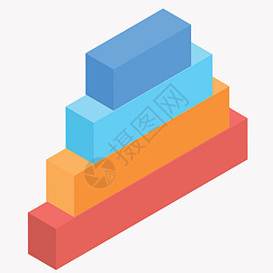 3D 色彩多彩的外形金字塔元素等量度信息营销报告商业经济推介会利润公司数据等距图片