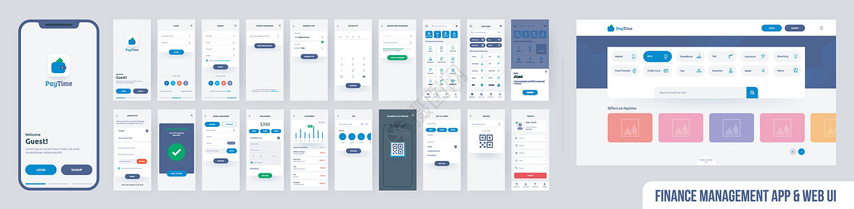 加入移动网站UI UI或UX的财务管理服务背景图片