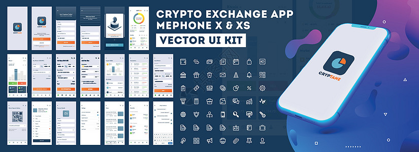 具有差异的响应式移动应用程序或网站的加密应用程序 UI 套件技术社交投资反应互联网贸易界面交换商业服务图片