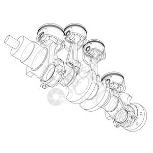 发动机活塞轮廓  3 的矢量渲染金属运动燃料技术插图配饰生产车辆中风曲柄图片