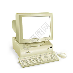 复古电脑白色背景背景图片