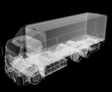 在黑色背景上的卡车 x 射线燃料车辆宏观货运汽车驾驶送货速度x光玻璃图片