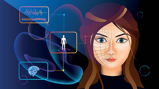生物识别或面部识别系统概念检测软件扫描器身份技术数据电脑三角形鉴别多边形图片