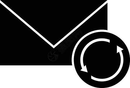 黑白颜色的电子邮件同步图标平面媒体交换技术邮资社交邮件设计字形互联网图片