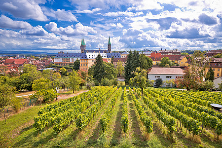 Bamberg 班贝格镇从迈克尔斯伯格葡萄园到巴姆背景图片