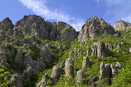 山区地貌巨石地形天空蓝色极端山脉岩石图片