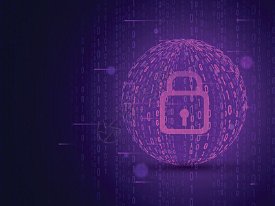 紫色矩阵鳕鱼上带封闭挂锁的网络安全概念墙纸统计创新数字技术界面用户作品密码互联网图片