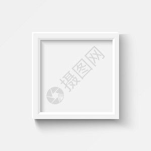 空的白色相框集 带有柔和阴影的方形优雅塑料或木制框架背景图片