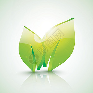 生态或自然概念的光滑 3D 绿叶图片