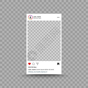 灵感来自 Instagram 的相框 发布界面模板 社交媒体现代 UI 设计 矢量相框概念图片