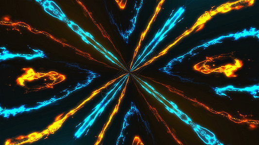 具有能量线的万花筒与火焰效果现代抽象 3d 渲染明亮的计算机生成的背景背景图片