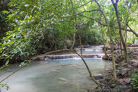 艾拉旺坠落岩石情调瀑布旅行天堂水池假期公园丛林热带图片
