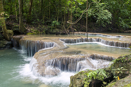 艾拉旺坠落叶子国家环境瀑布热带旅行公园旅游水池天堂图片