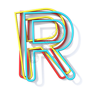 三种基本颜色线字体 Letter R 3图片