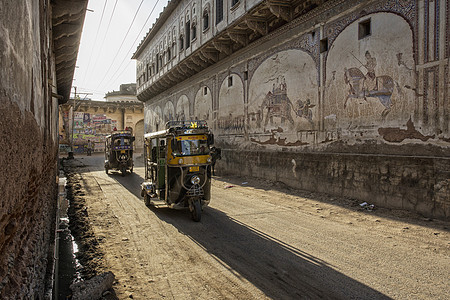 印度德里 笃笃 传统印地安摩托人力车出租汽车图片